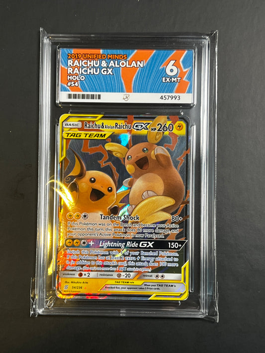 ACE 6 - 2019 - Raichu & Alolan Raichu GX - Unified Minds - 54/236 - Holo