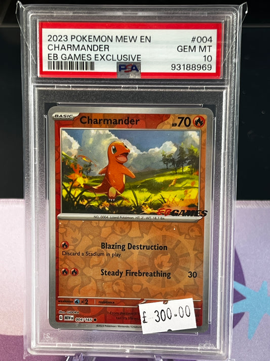 PSA 10 - Charmander - 151 - 004/161 - Reverse Foil - EB Games Exclusive