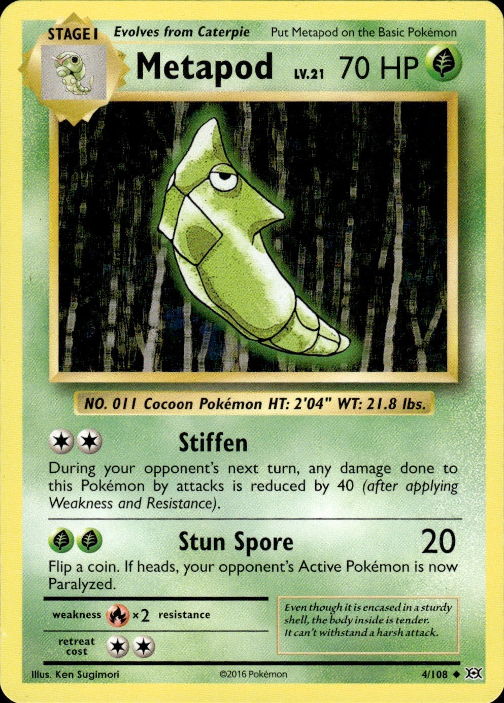 Metapod 4/108 Uncommon Evolutions Pokemon Lightly Played