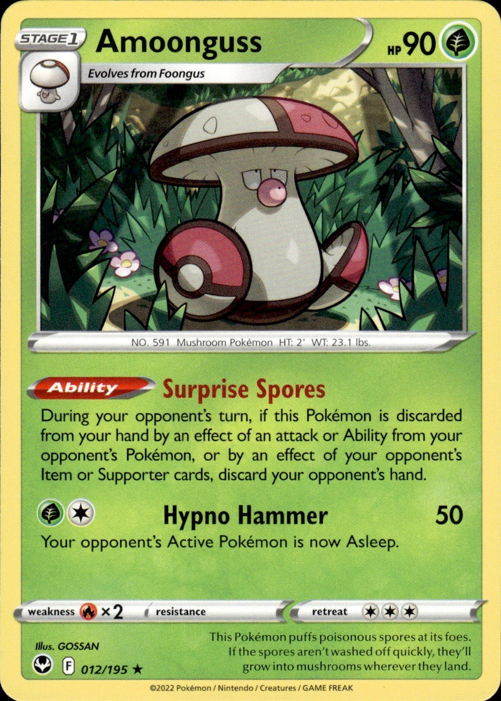 Amoonguss 012/195 Rare Silver Tempest Pokemon Lightly Played