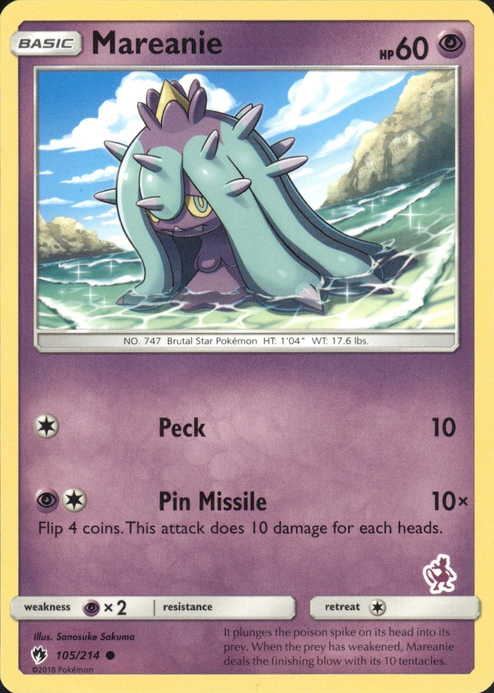 Mareanie (Mewtwo Stamped) 105/214 Promo Battle Academy Pokemon Lightly Played