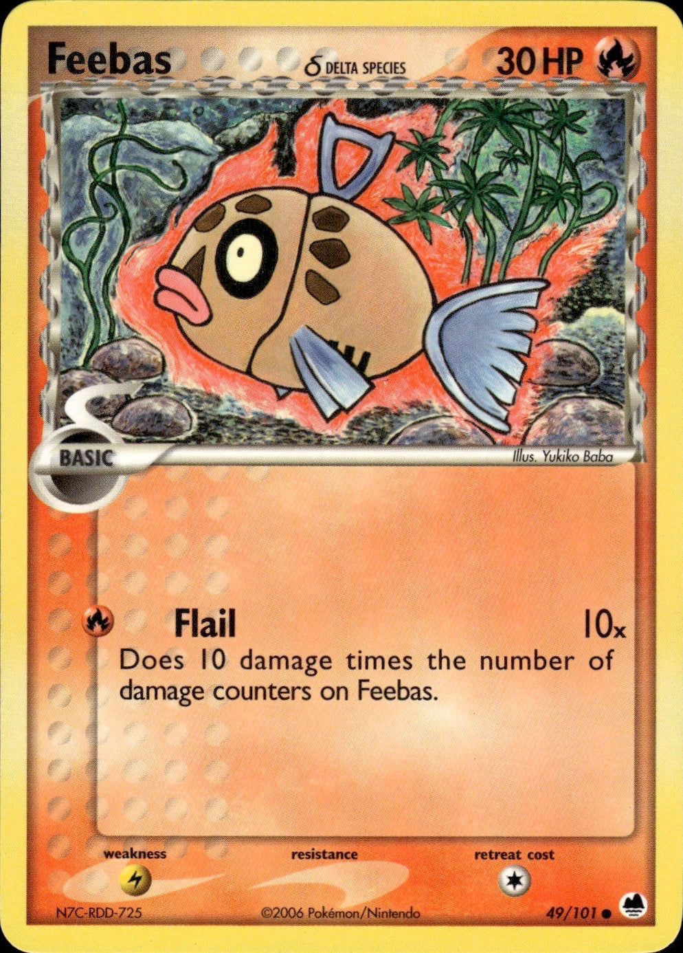Feebas 49/101 Common Dragon Frontiers Pokemon Lightly Played