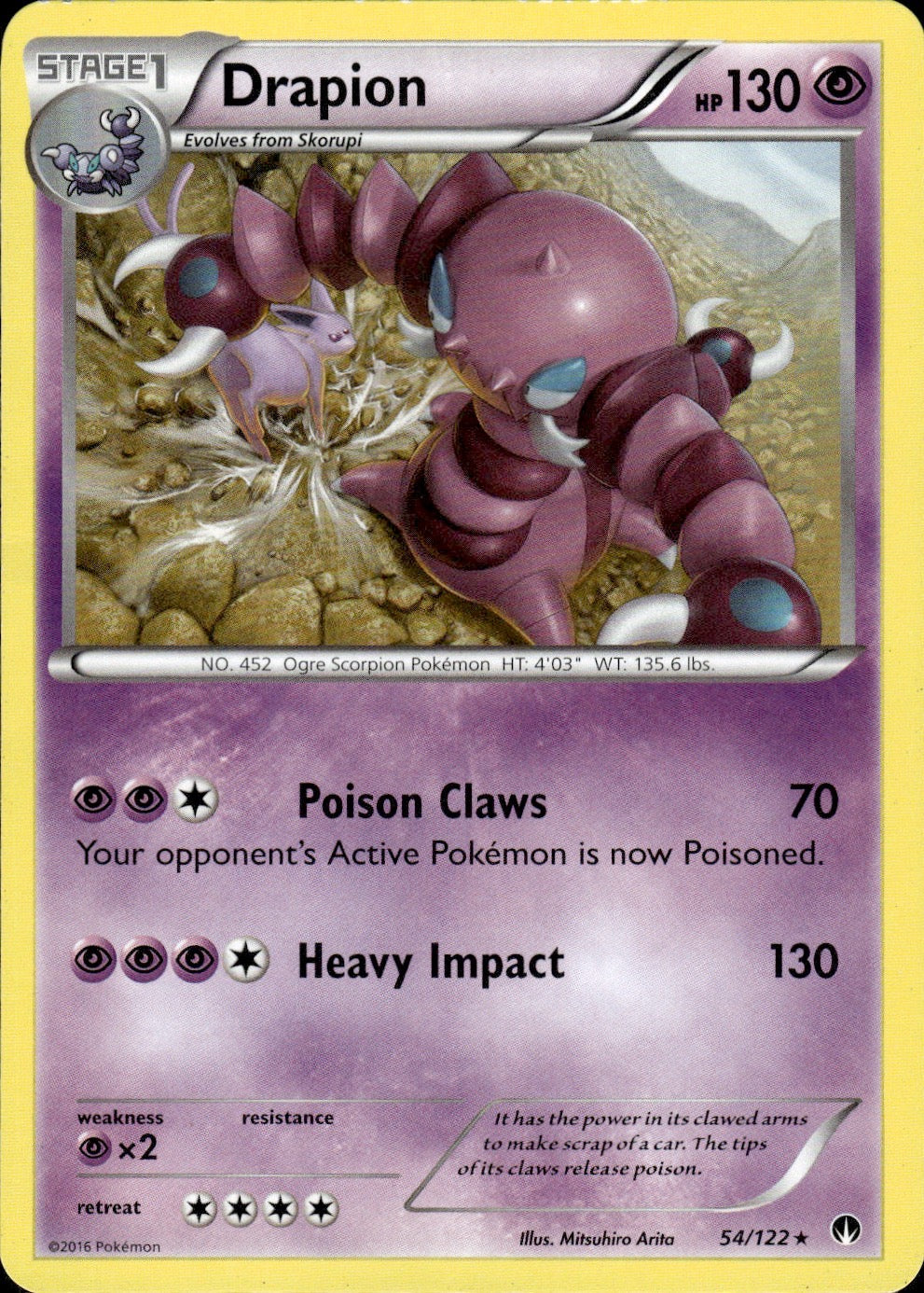 Drapion 54/122 Rare BREAKpoint Pokemon Lightly Played