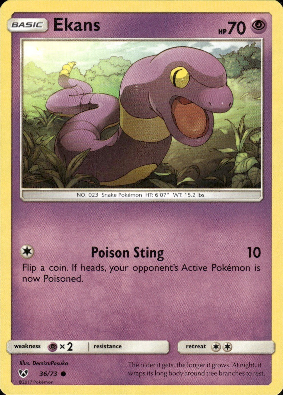 Ekans 36/73 Common Shining Legends Pokemon Lightly Played