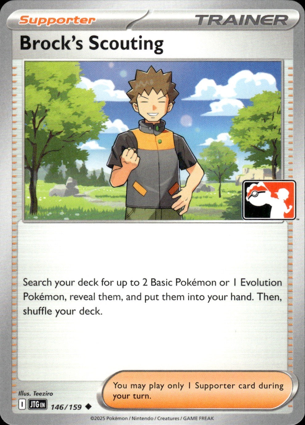 Brock's Scouting (League Stamp) 146/159 Prize Pack Series Cards Pokemon NM