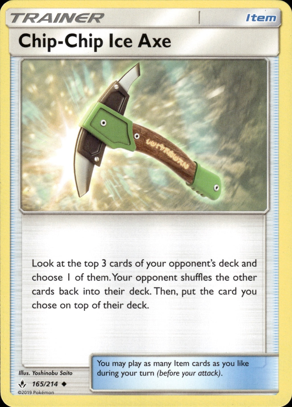Chip-Chip Ice Axe 165/214 Uncommon Unbroken Bonds Pokemon Lightly Played