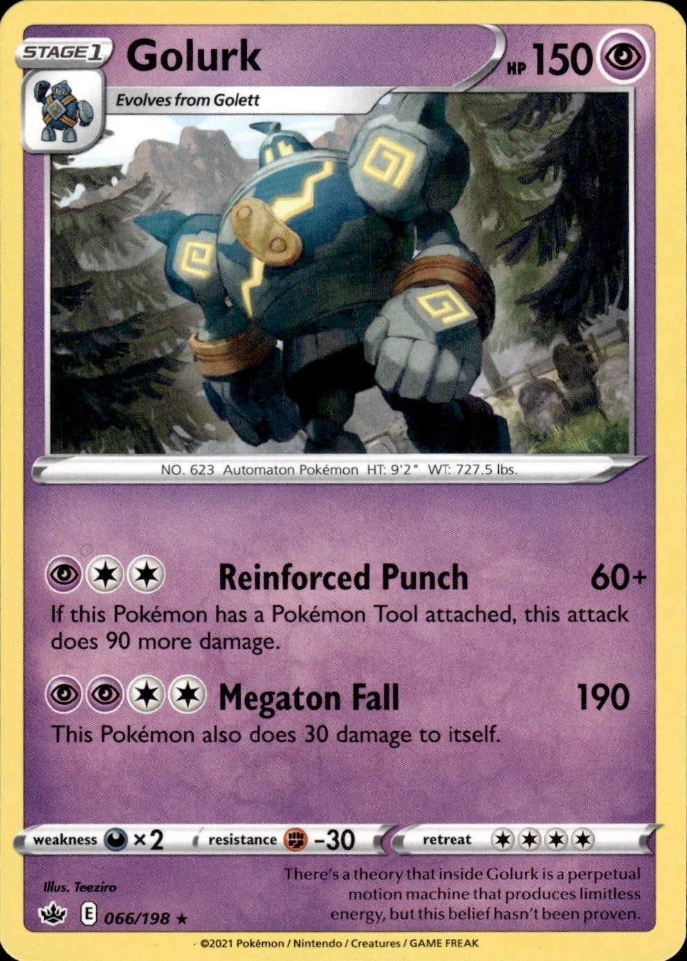 Golurk 066/198 Rare Chilling Reign Pokemon Lightly Played