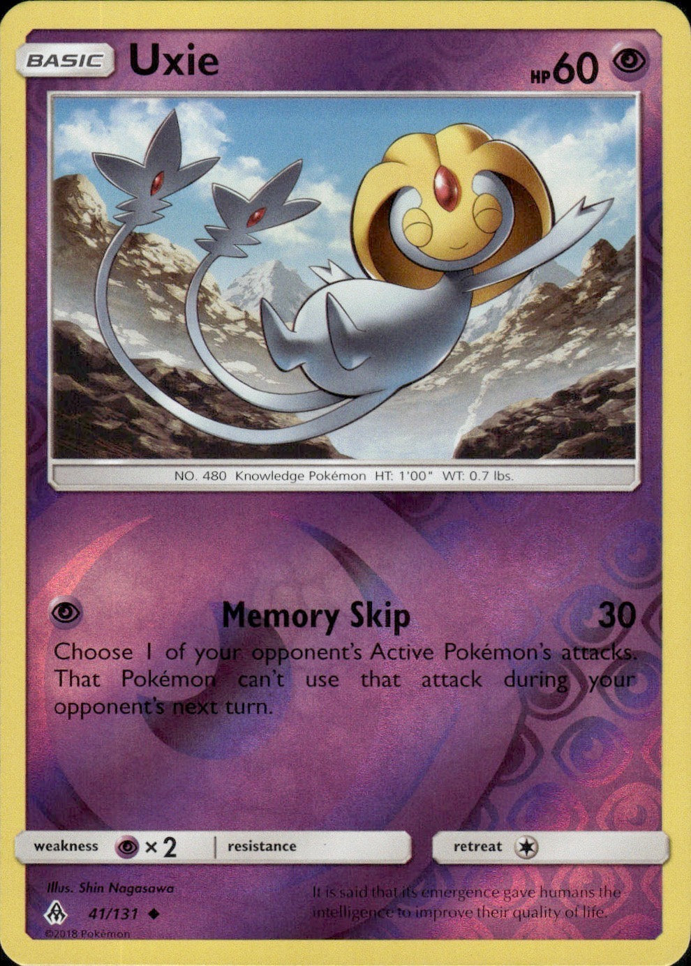 Uxie 41/131 Uncommon Forbidden Light Pokemon Reverse Holo Lightly Played