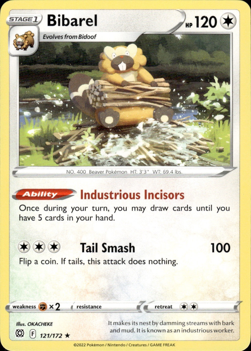 Bibarel 121/172 Rare Deck Exclusives Pokemon Lightly Played