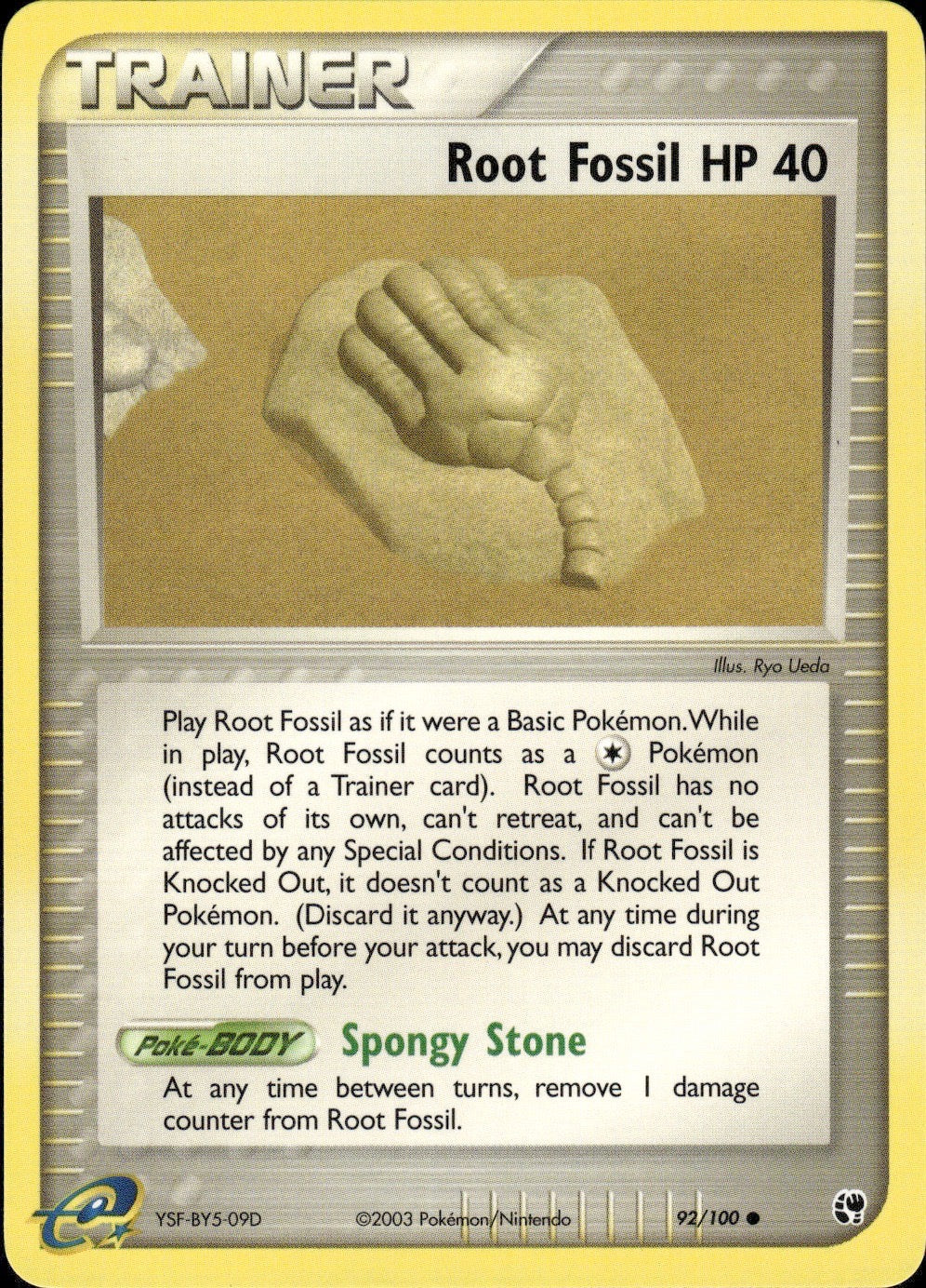 Root Fossil 92/100 Common Sandstorm Pokemon Lightly Played