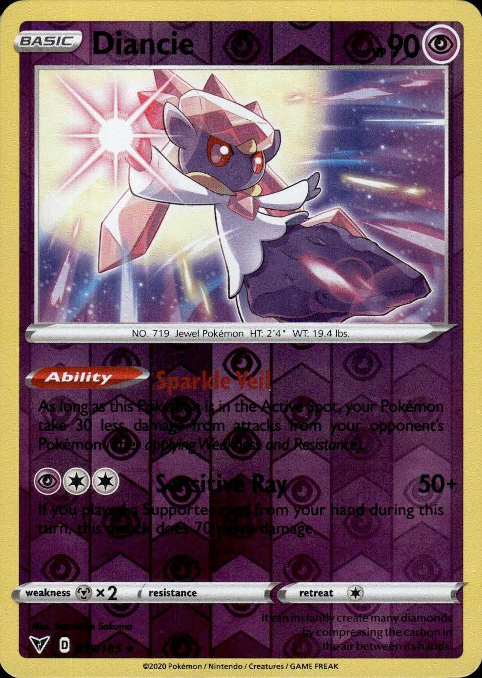 Diancie 079/185 Rare Vivid Voltage Pokemon Reverse Holo Lightly Played