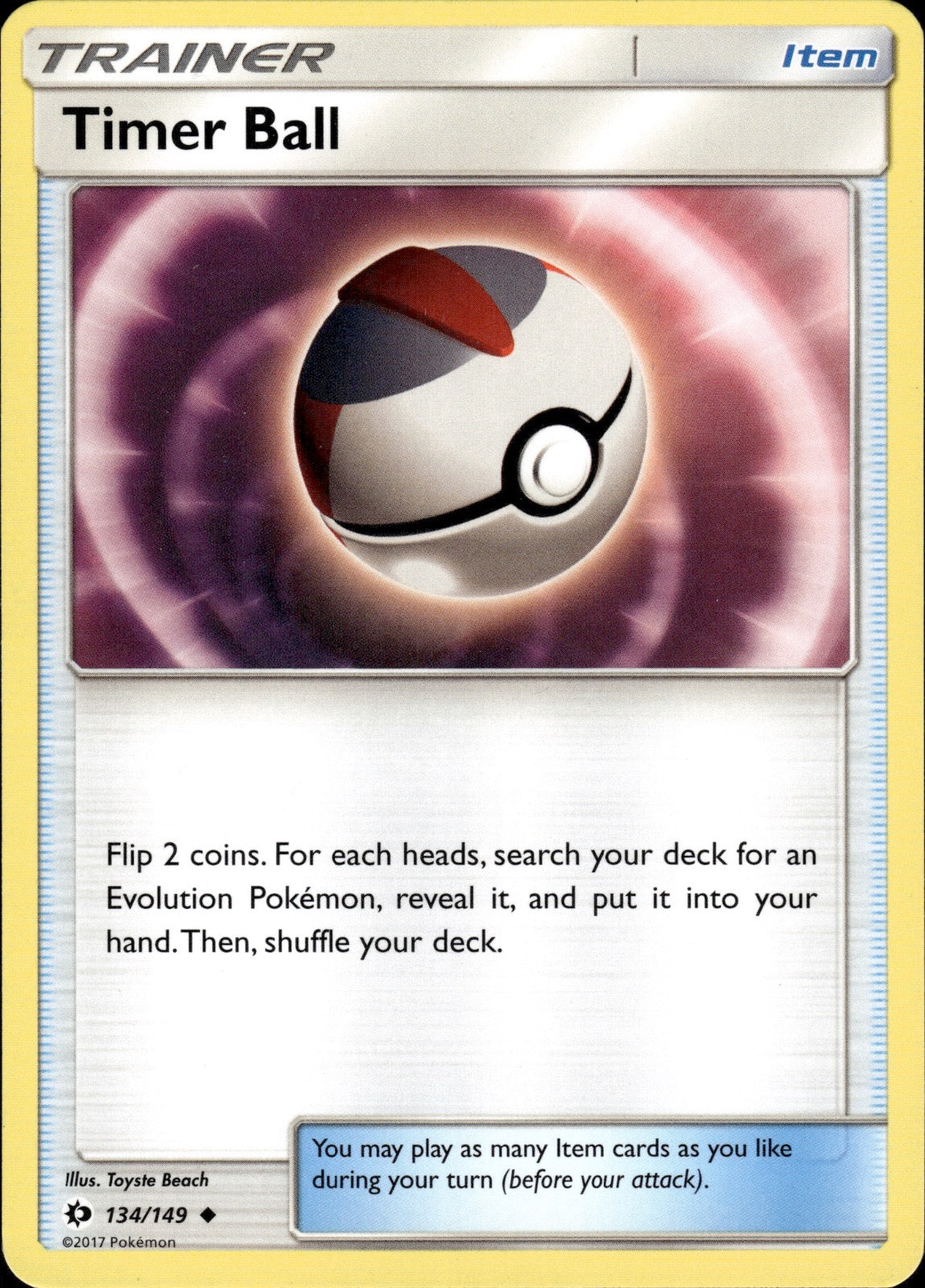 Timer Ball 134/149 Uncommon SM Base Set Pokemon Lightly Played
