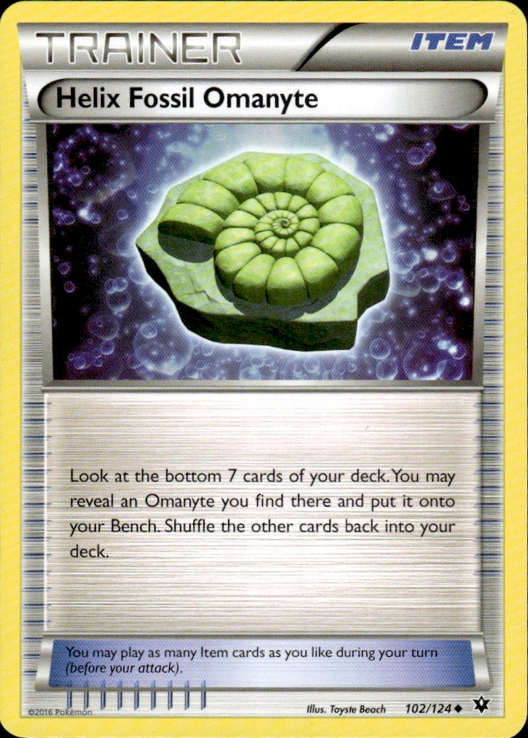 Helix Fossil Omanyte 102/124 Uncommon Fates Collide Pokemon Lightly Played