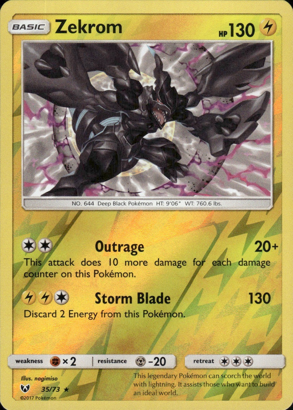 Zekrom 35/73 Rare Shining Legends Pokemon Reverse Holo Lightly Played