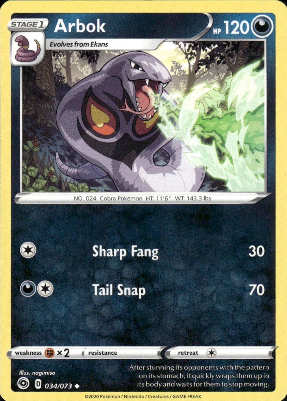Arbok 034/073 Uncommon Champion's Path Pokemon Lightly Played