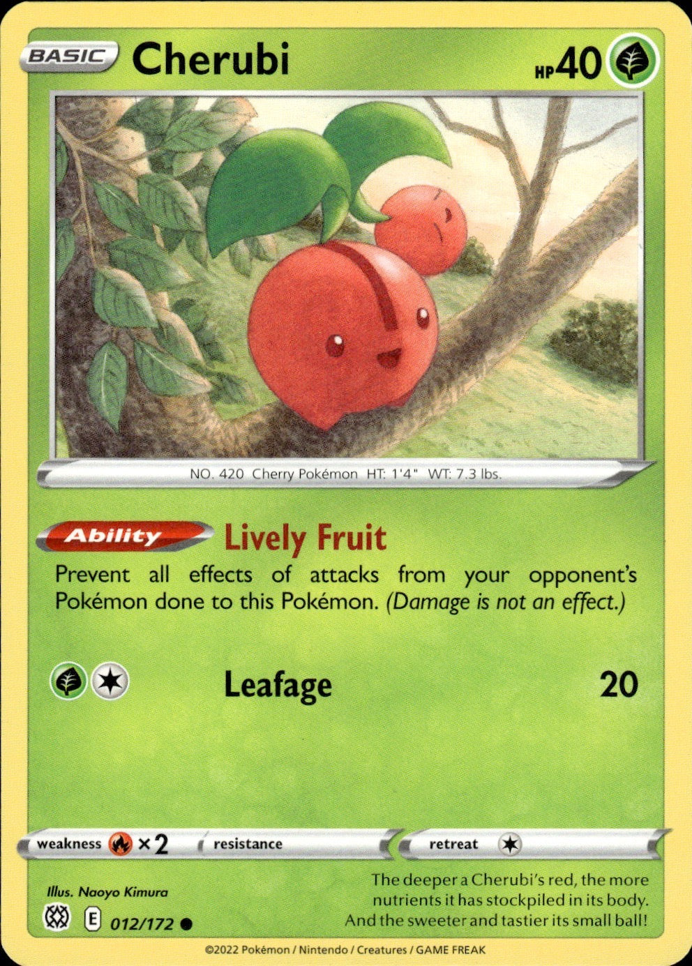 Cherubi 012/172 Common Brilliant Stars Pokemon Lightly Played