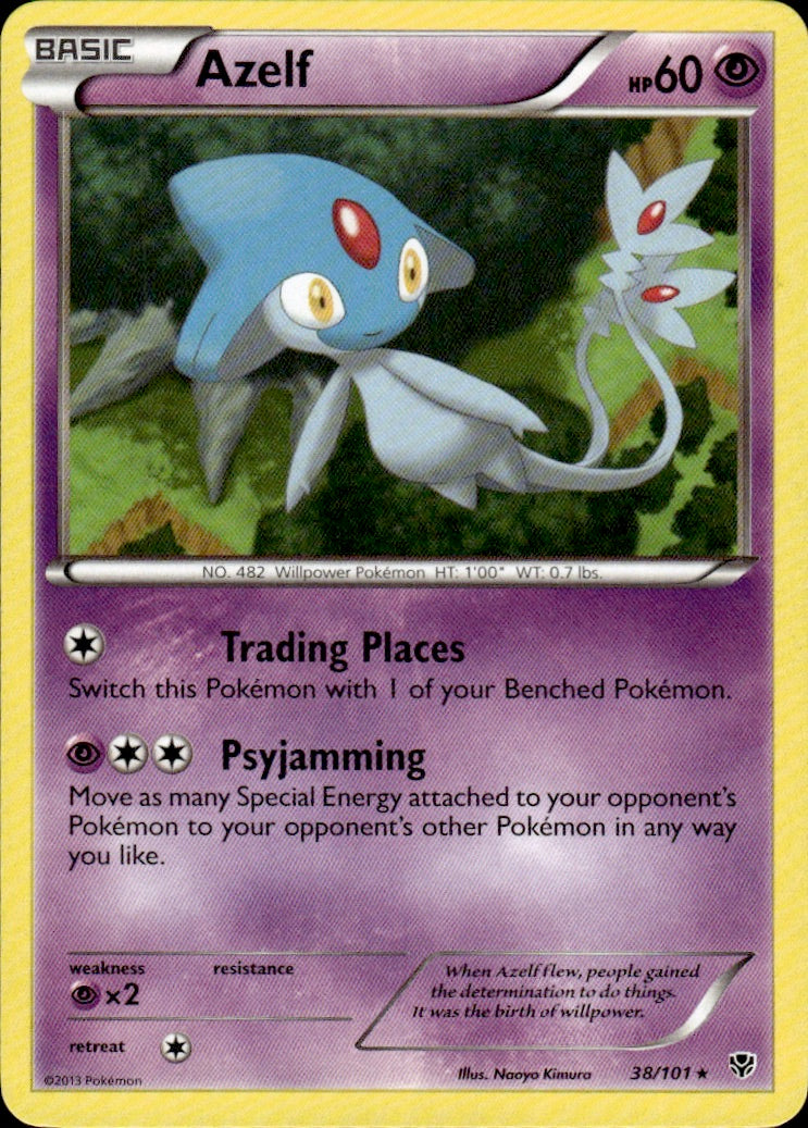 Azelf 38/101 Rare Plasma Blast Pokemon Lightly Played