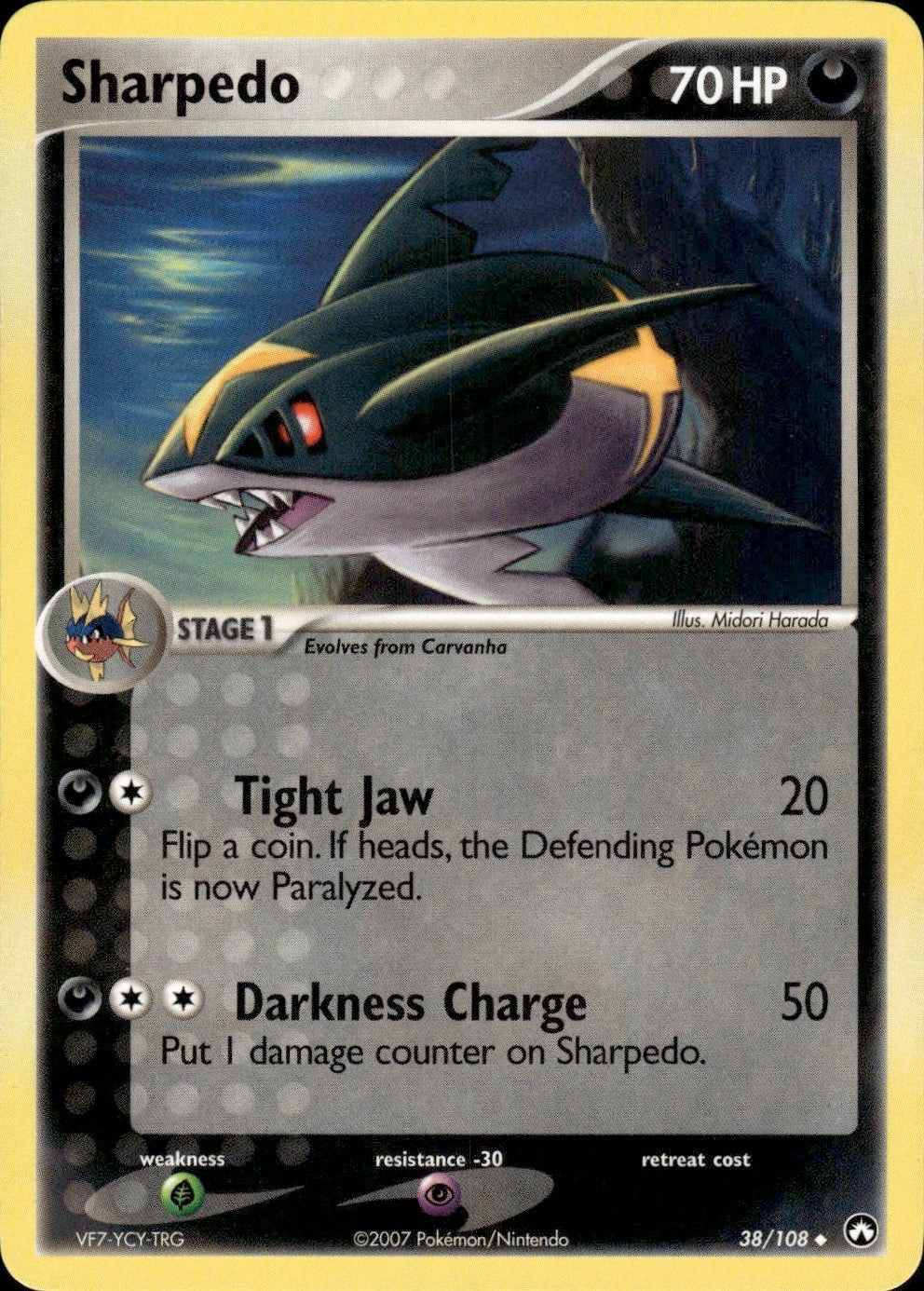 Sharpedo 38/108 Uncommon Power Keepers Pokemon Lightly Played