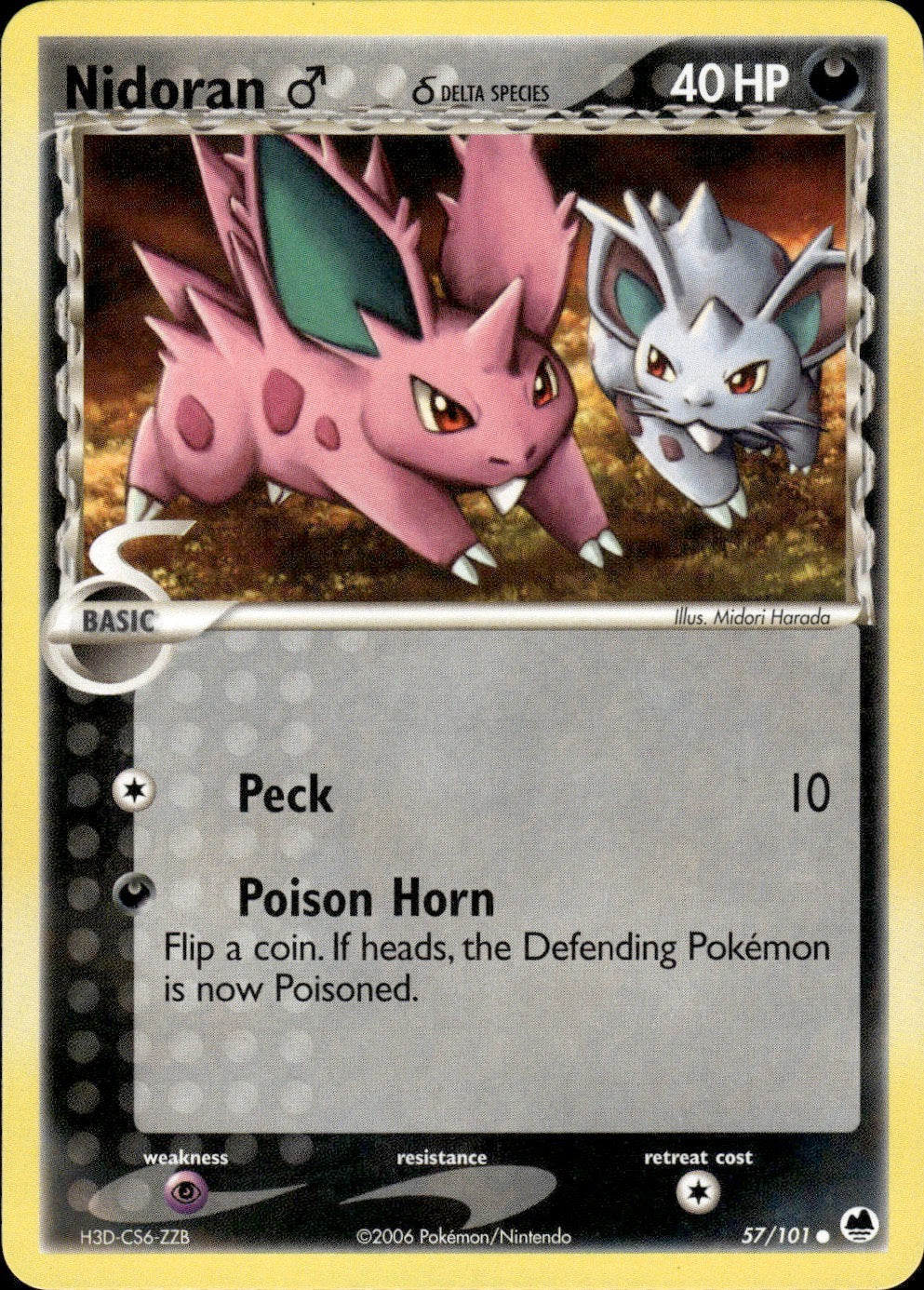 Nidoran M 57/101 Common Dragon Frontiers Pokemon Lightly Played