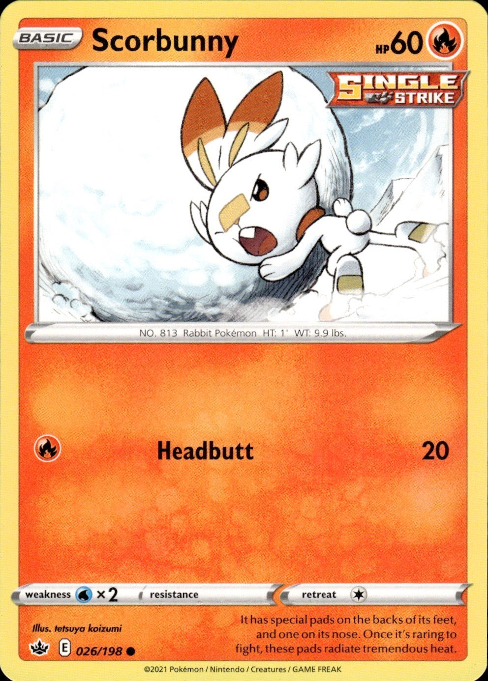 Scorbunny 026/198 Common Chilling Reign Pokemon Lightly Played