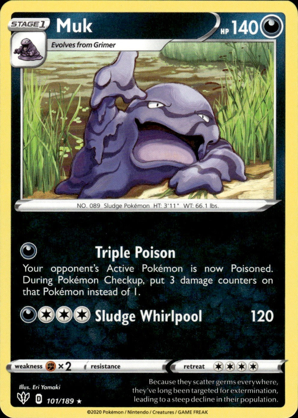 Muk 101/189 Rare Darkness Ablaze Pokemon Lightly Played