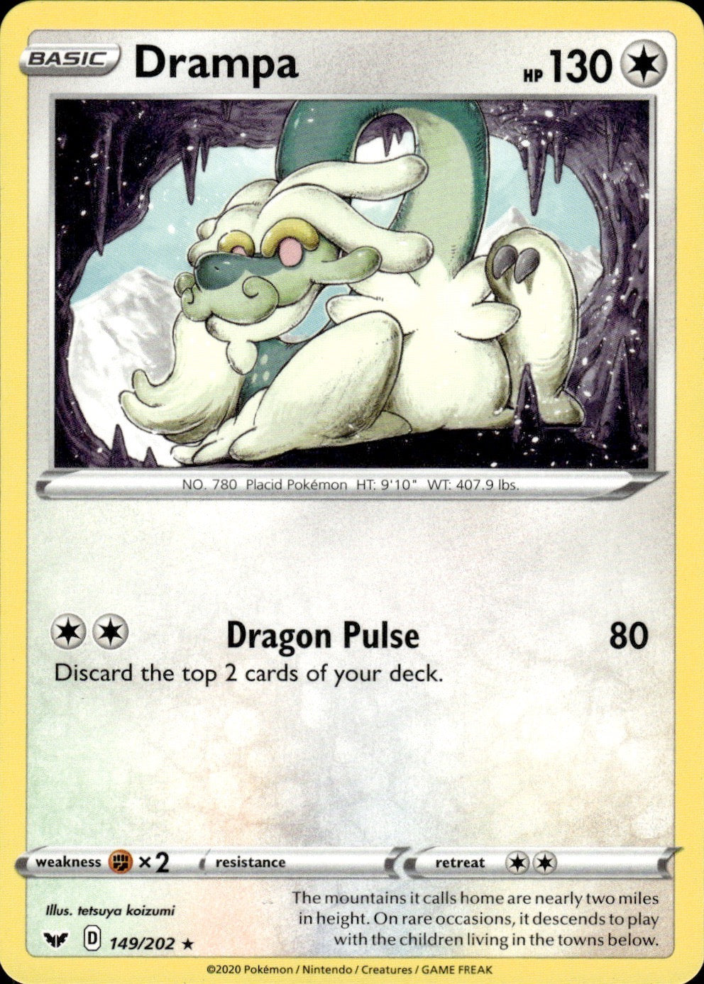 Drampa 149/202 Rare Sword & Shield Pokemon Lightly Played