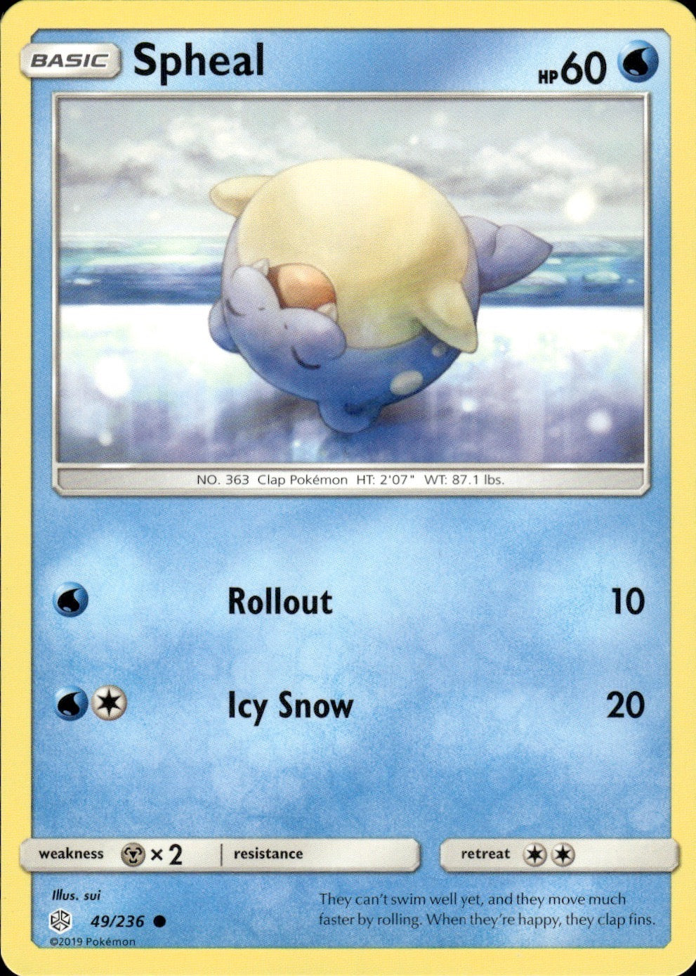 Spheal 49/236 Common Cosmic Eclipse Pokemon Lightly Played