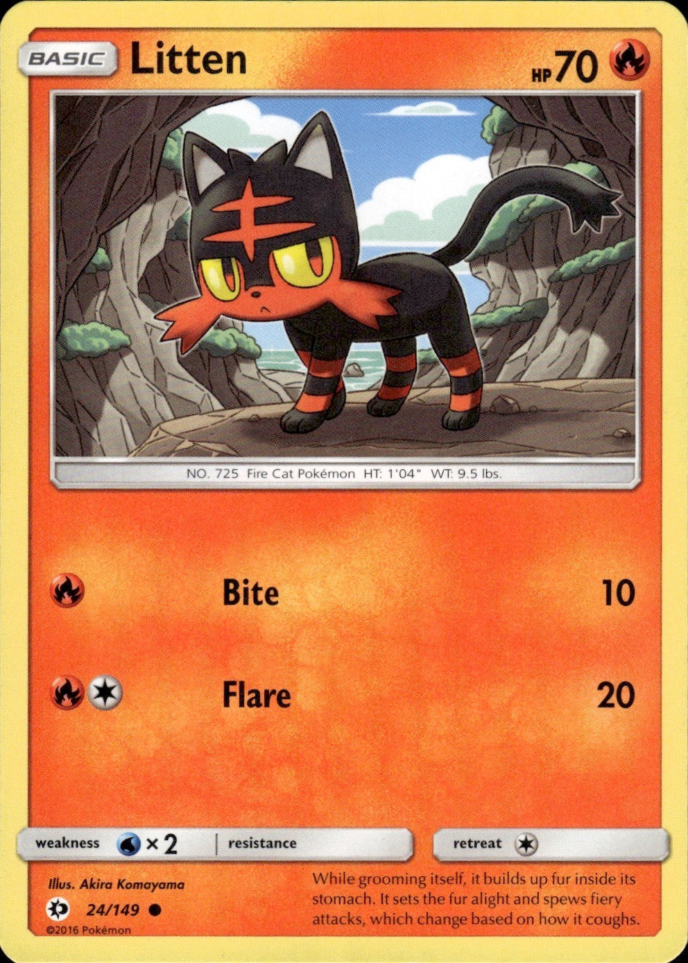 Litten 24/149 Common SM Base Set Pokemon Lightly Played