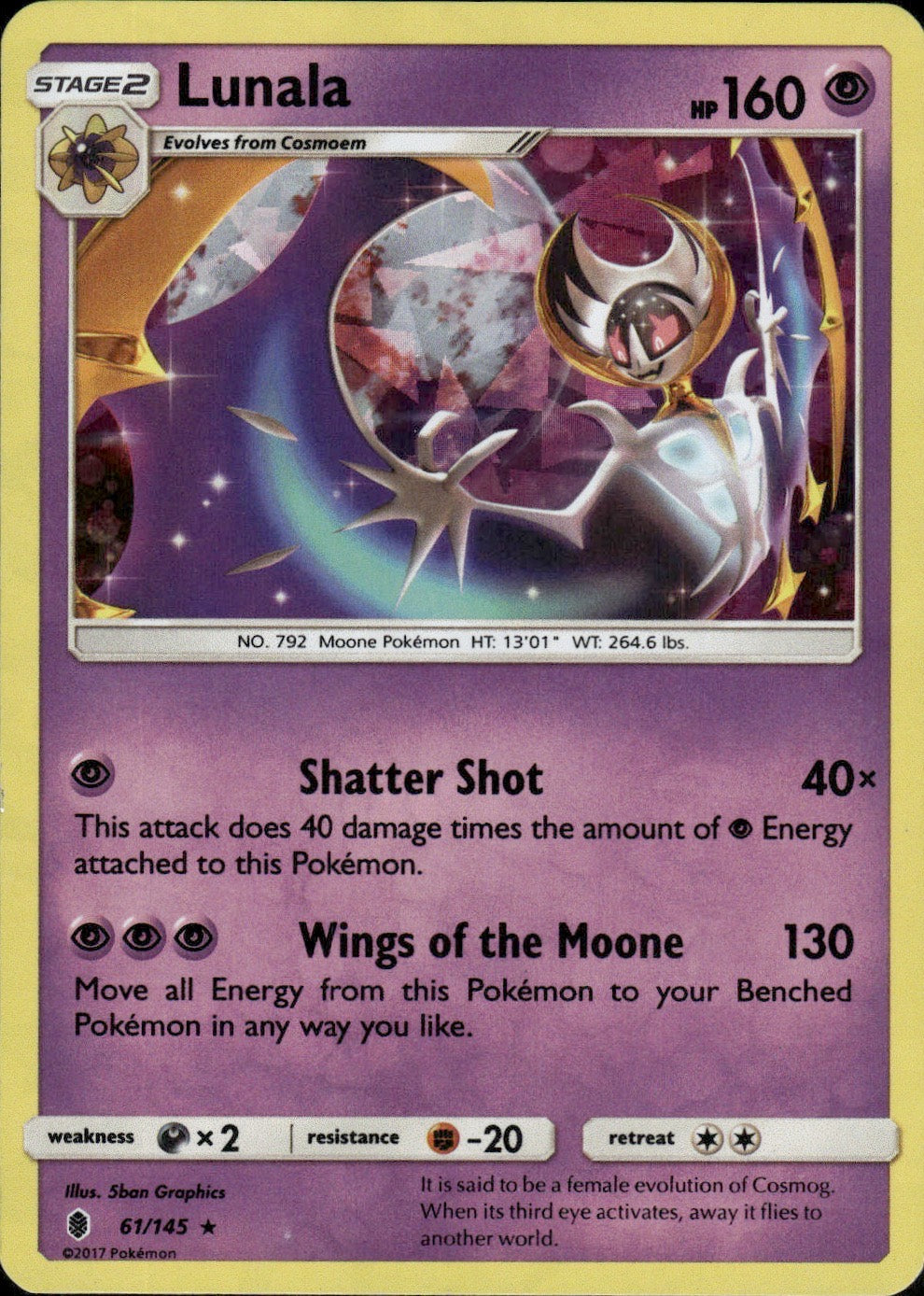 Lunala (Cracked Ice Holo) 61/145 Holo Rare Deck Exclusives Pokemon LP