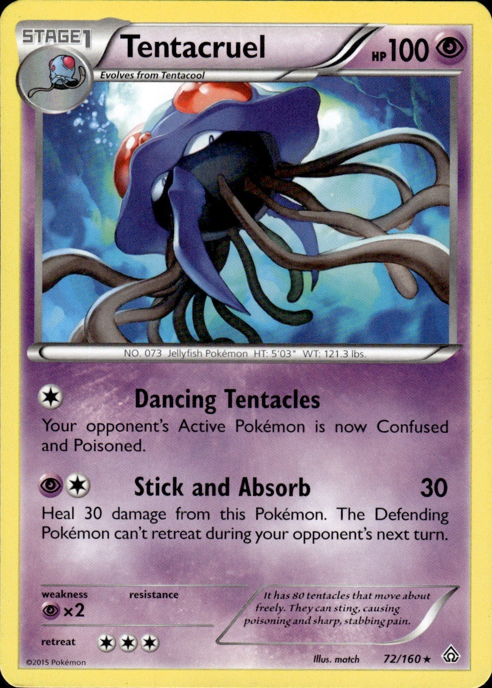 Tentacruel 72/160 Rare Primal Clash Pokemon Lightly Played
