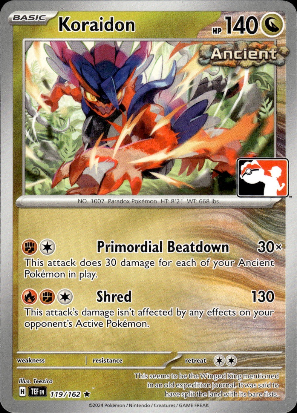 Koraidon 119/162 Rare Prize Pack Series Cards Pokemon Near Mint
