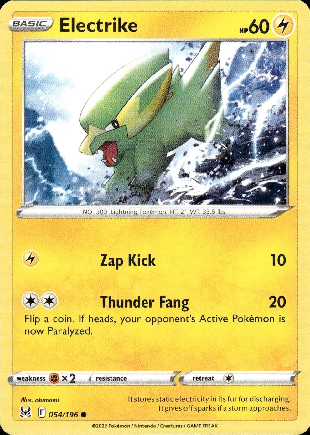 Electrike 054/196 Common Lost Origin Pokemon Lightly Played