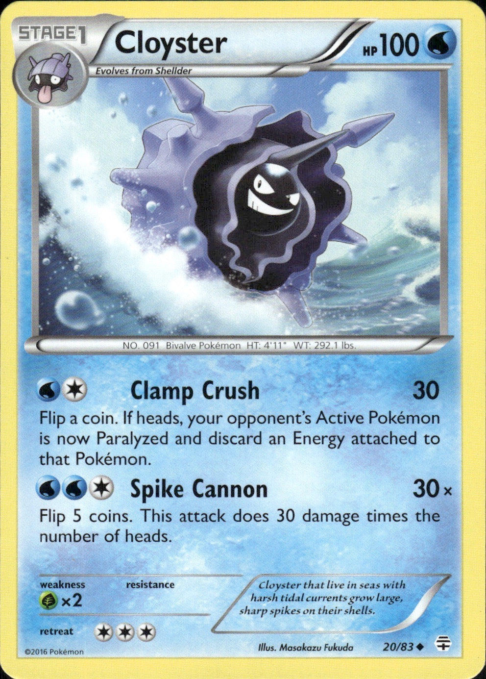 Cloyster 20/83 Uncommon Generations Pokemon Lightly Played