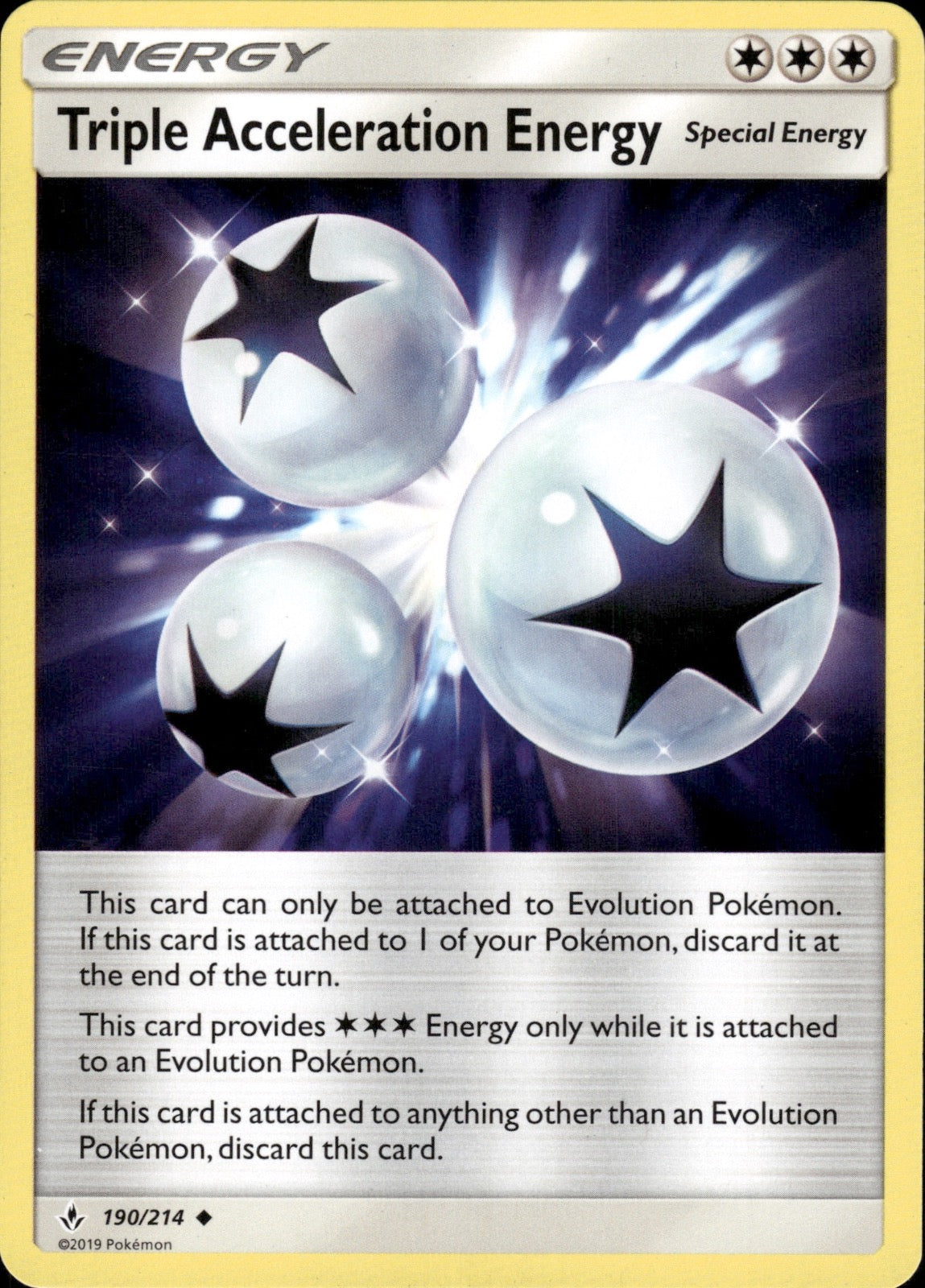 Triple Acceleration Energy 190/214 Uncommon Unbroken Bonds Pokemon LP