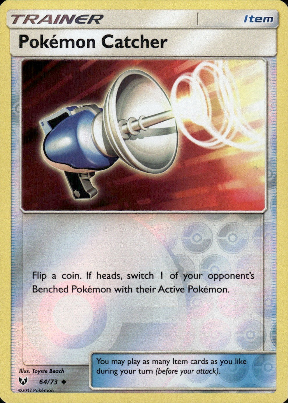 Pokemon Catcher 64/73 Uncommon Shining Legends Pokemon Reverse Holo LP