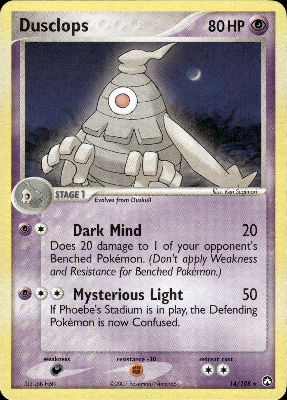 Dusclops 14/108 Rare Power Keepers Pokemon Lightly Played