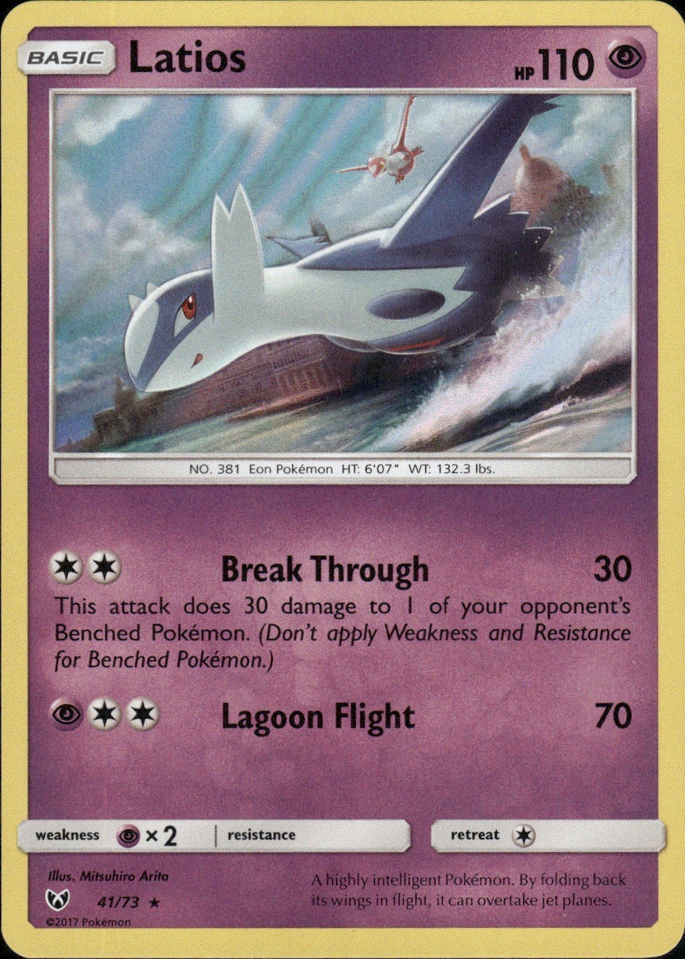 Latios 41/73 Holo Rare Shining Legends Pokemon Lightly Played