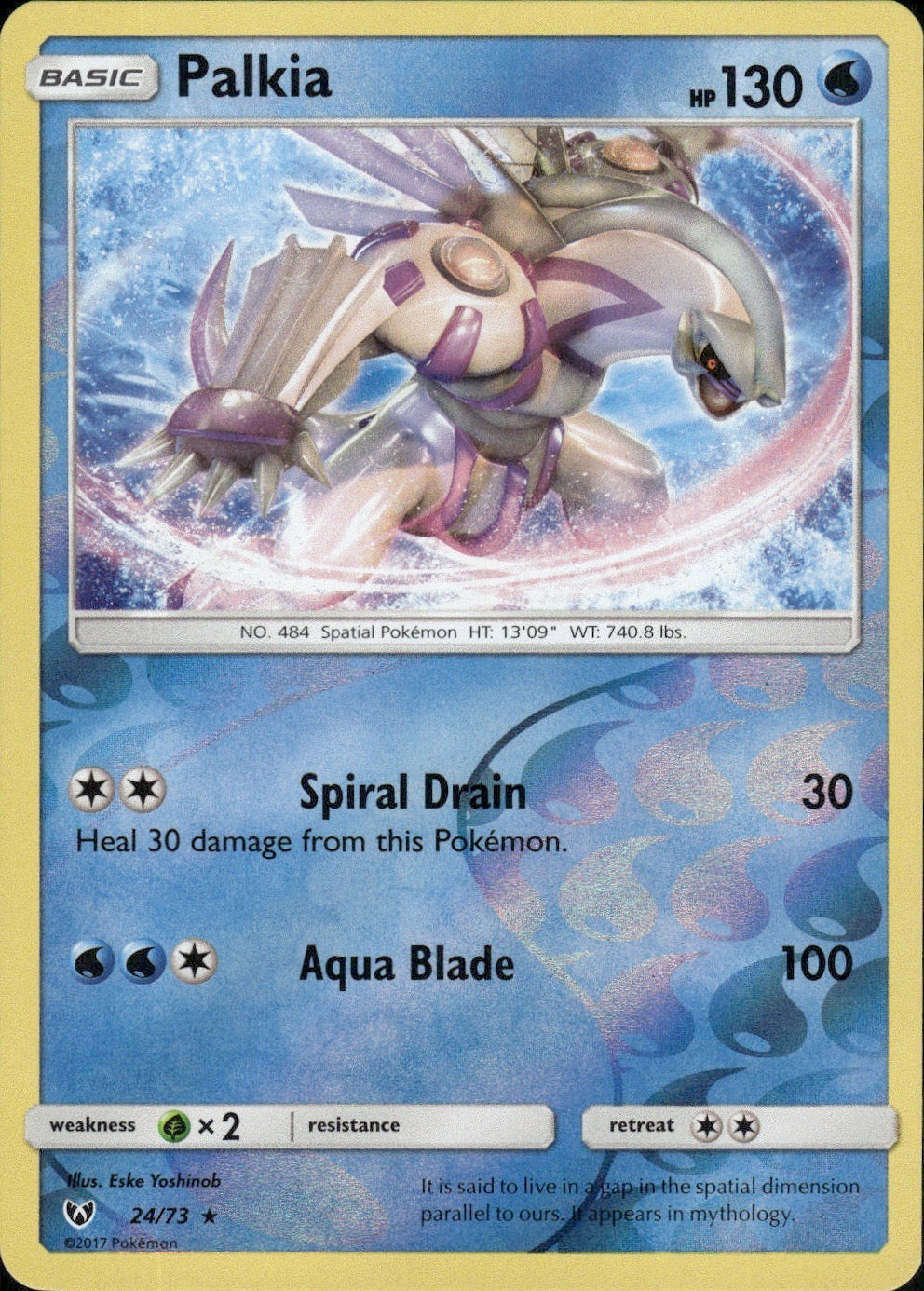 Palkia 24/73 Rare Shining Legends Pokemon Reverse Holo Lightly Played
