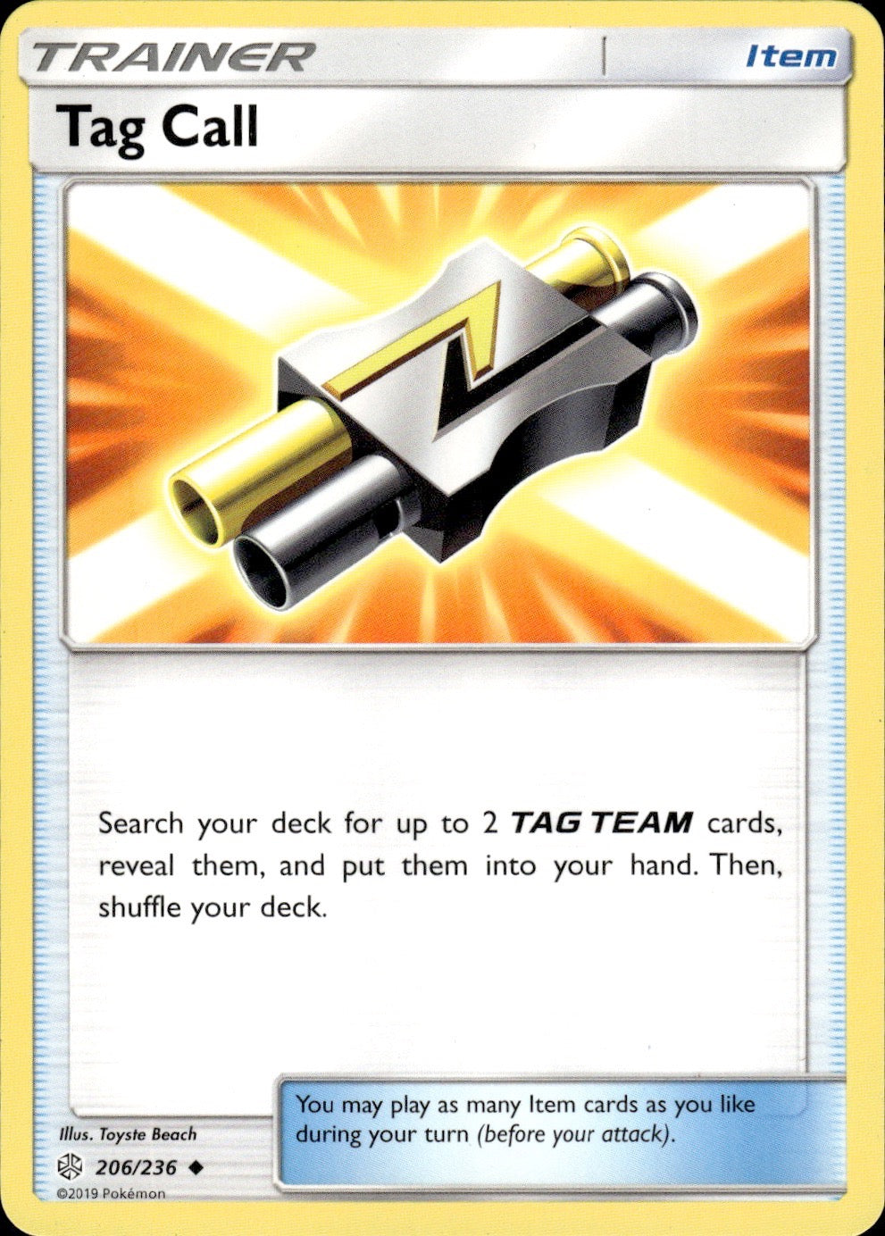 Tag Call 206/236 Uncommon Cosmic Eclipse Pokemon Lightly Played