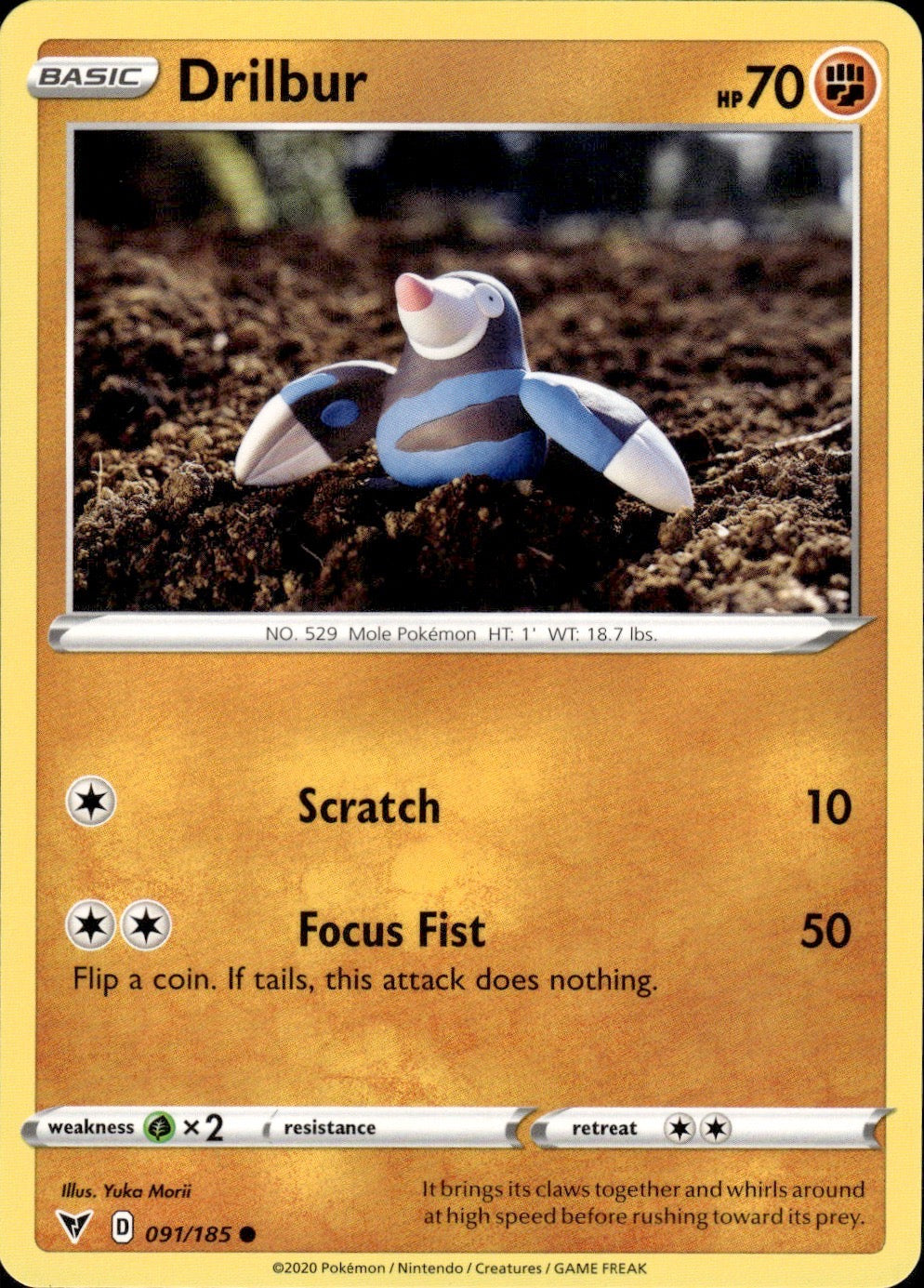 Drilbur 091/185 Common Vivid Voltage Pokemon Lightly Played