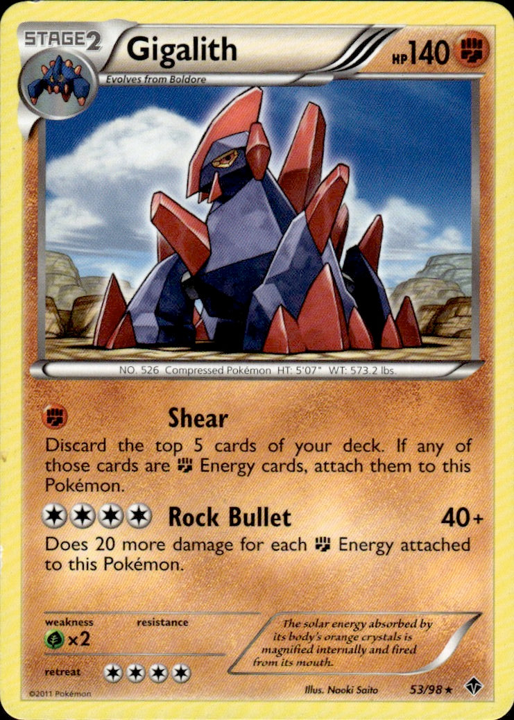 Gigalith 53/98 Rare Emerging Powers Pokemon Lightly Played
