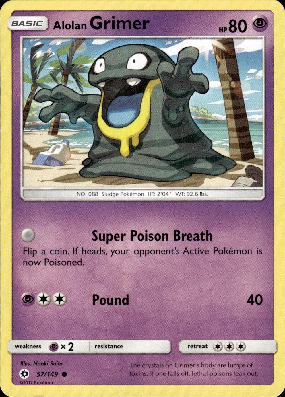 Alolan Grimer 57/149 Common SM Base Set Pokemon Lightly Played
