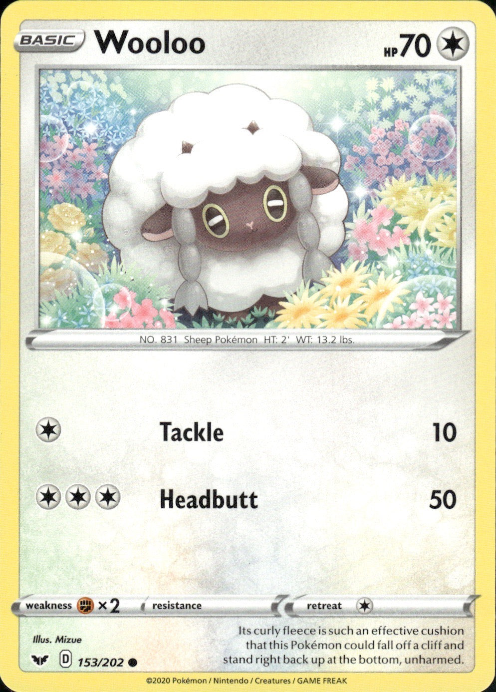 Wooloo 153/202 Common Sword & Shield Pokemon Lightly Played
