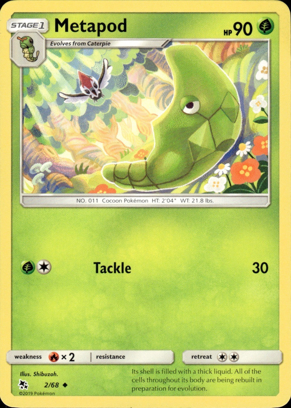 Metapod 2/68 Uncommon Hidden Fates Pokemon Lightly Played