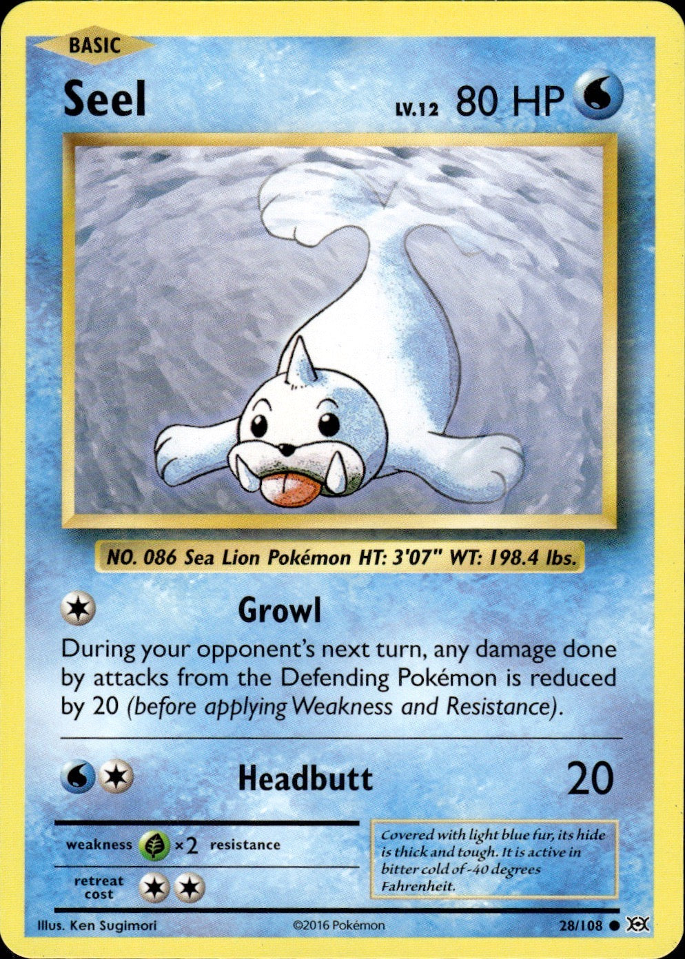 Seel 28/108 Common Evolutions Pokemon Lightly Played