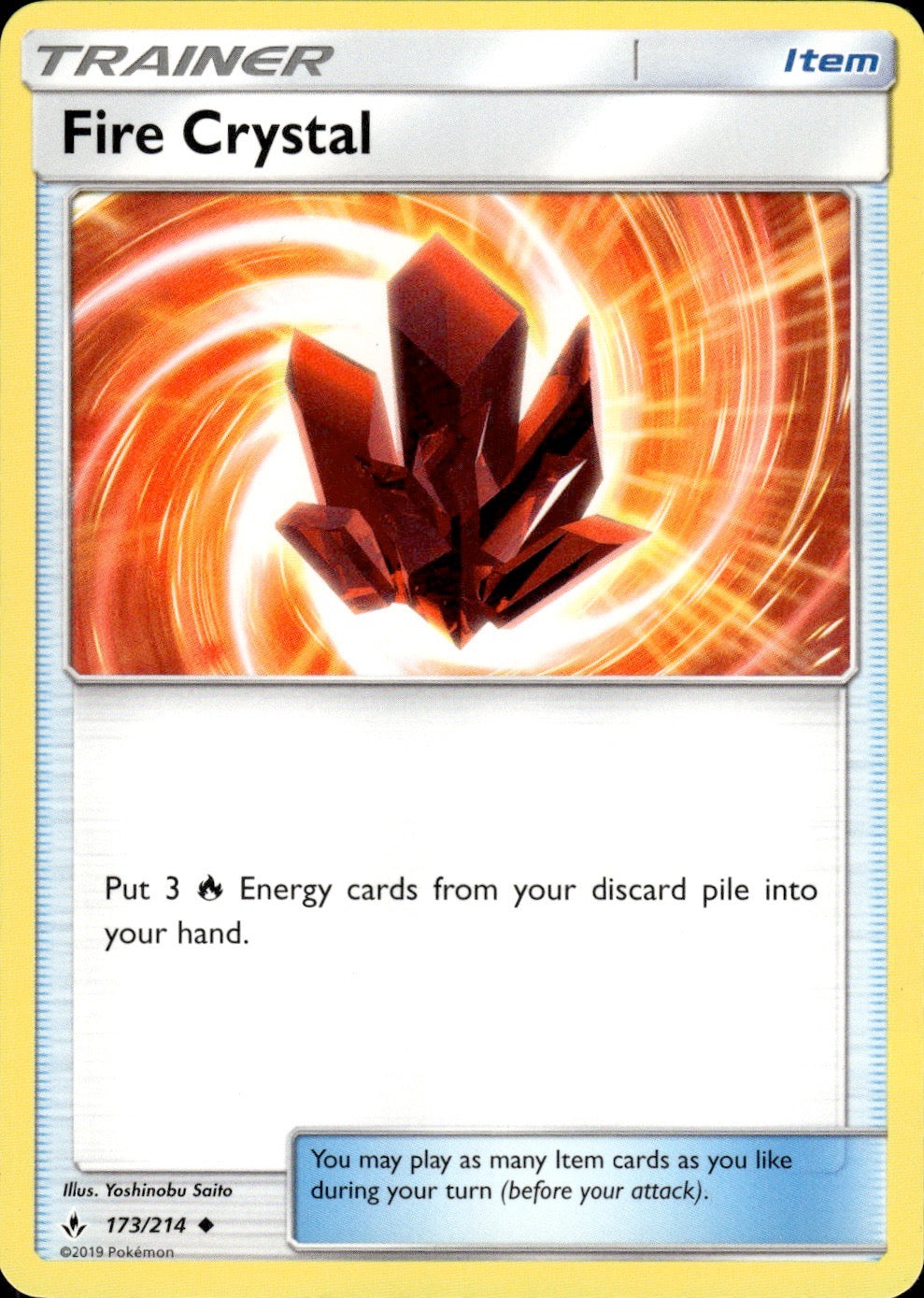 Fire Crystal 173/214 Uncommon Unbroken Bonds Pokemon Lightly Played