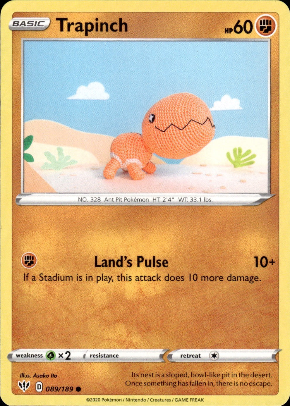 Trapinch 089/189 Common Darkness Ablaze Pokemon Lightly Played