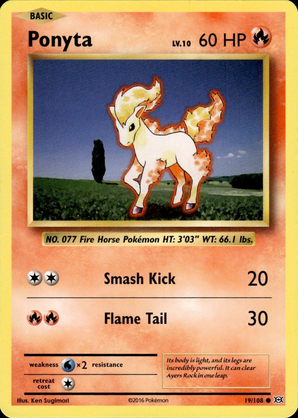 Ponyta 19/108 Common Evolutions Pokemon Lightly Played