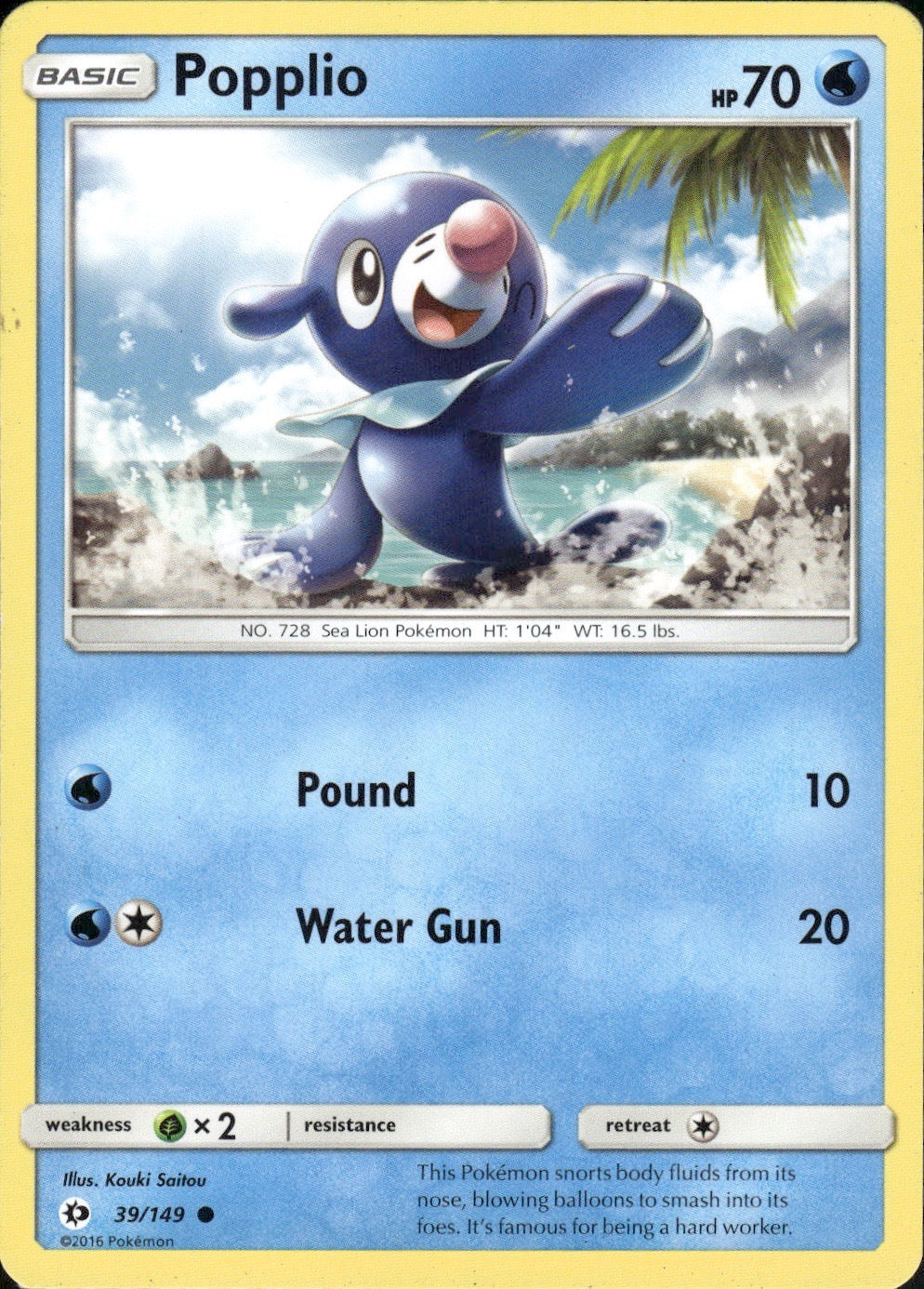 Popplio 39/149 Common SM Base Set Pokemon Lightly Played