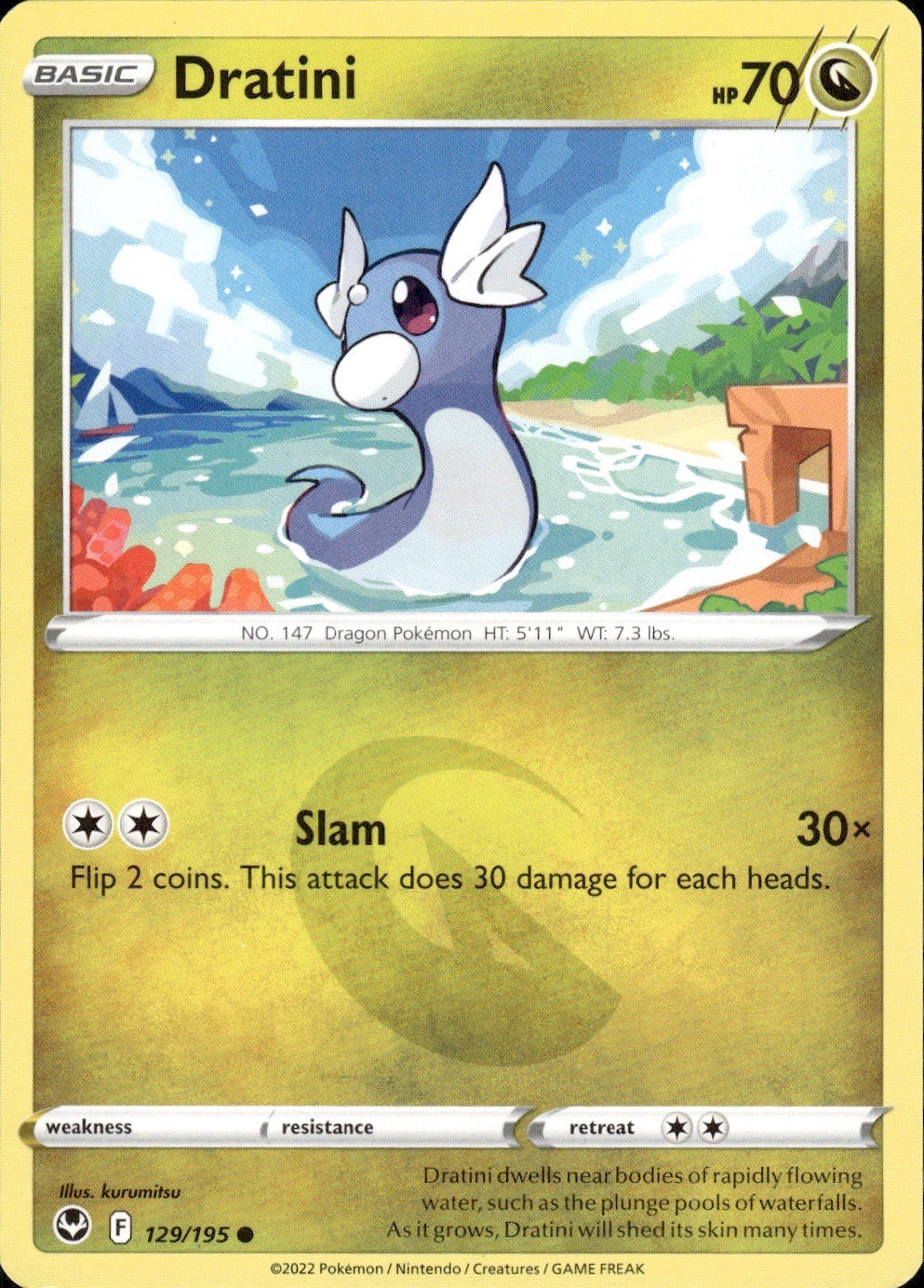 Dratini 129/195 Common Silver Tempest Pokemon Lightly Played
